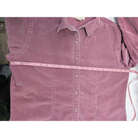 Eddie Bauer women's sz Large lilac corduroy long sleeve button up shirt V7 - Picture 5 of 6